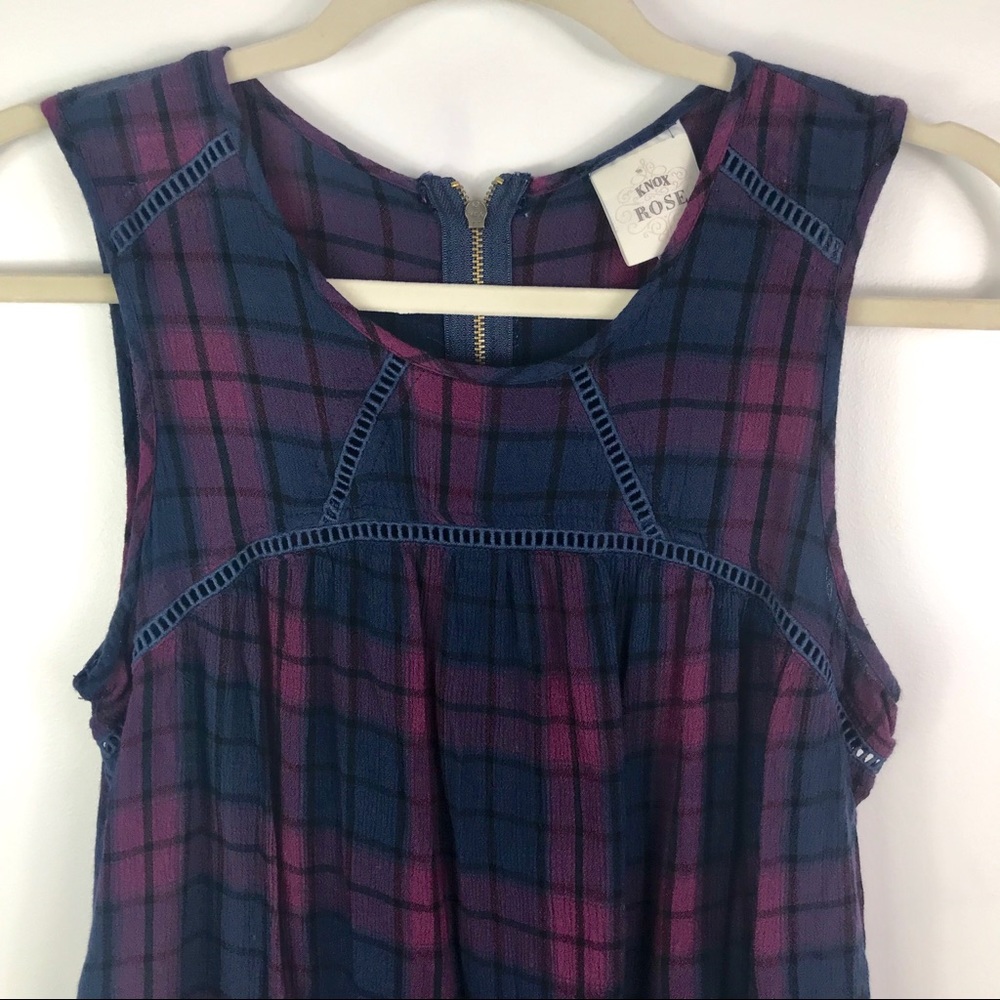 Knox Rose plaid pleated tank top w/ back zipper - Picture 2 of 8